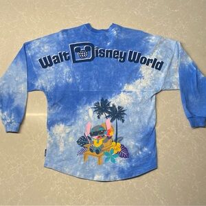 Disney Blue Tie-Dye Walt Disney World Stitch Spirit Jersey Graphic Long Sleeve